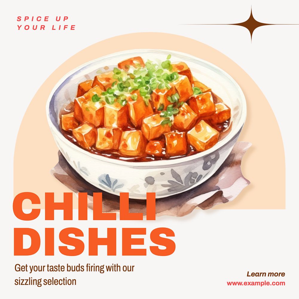 Chilli dishes Instagram post template, editable text