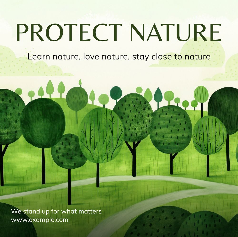 Protect nature Instagram post template, editable text