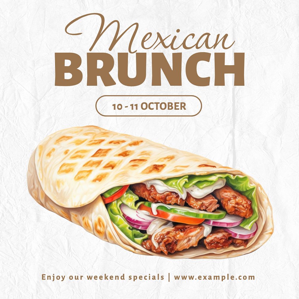 Mexican brunch Instagram post template, editable text