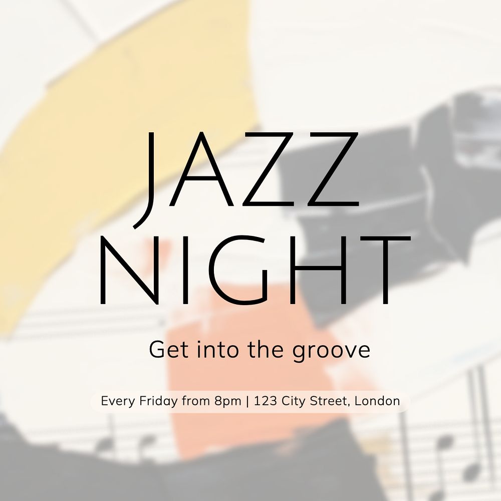 Jazz night Instagram post template, editable text