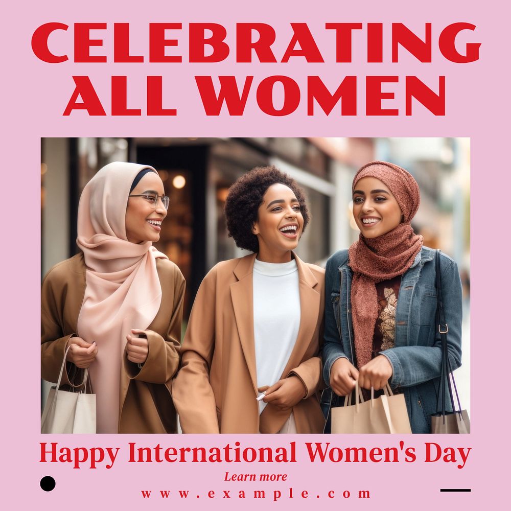 Celebrating all women Instagram post template, editable text