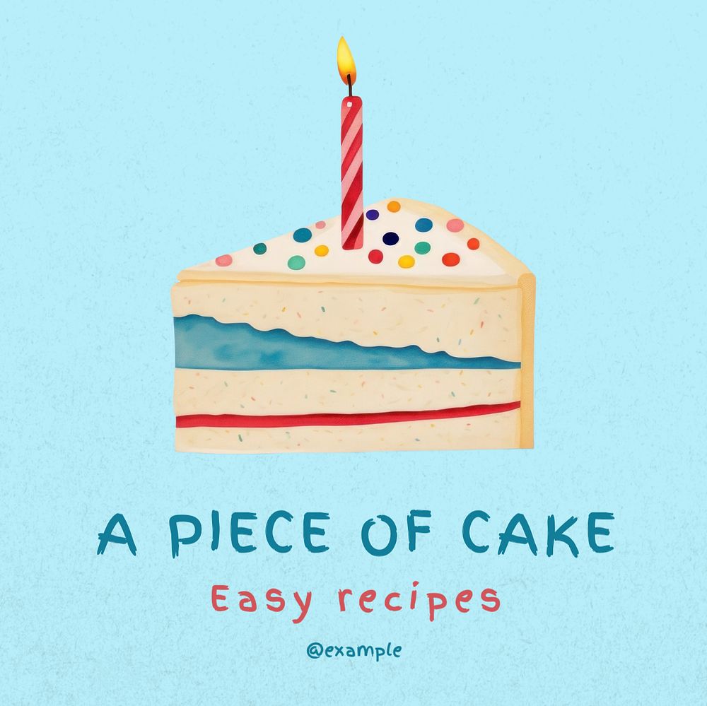 Piece of cake Instagram post template, editable text