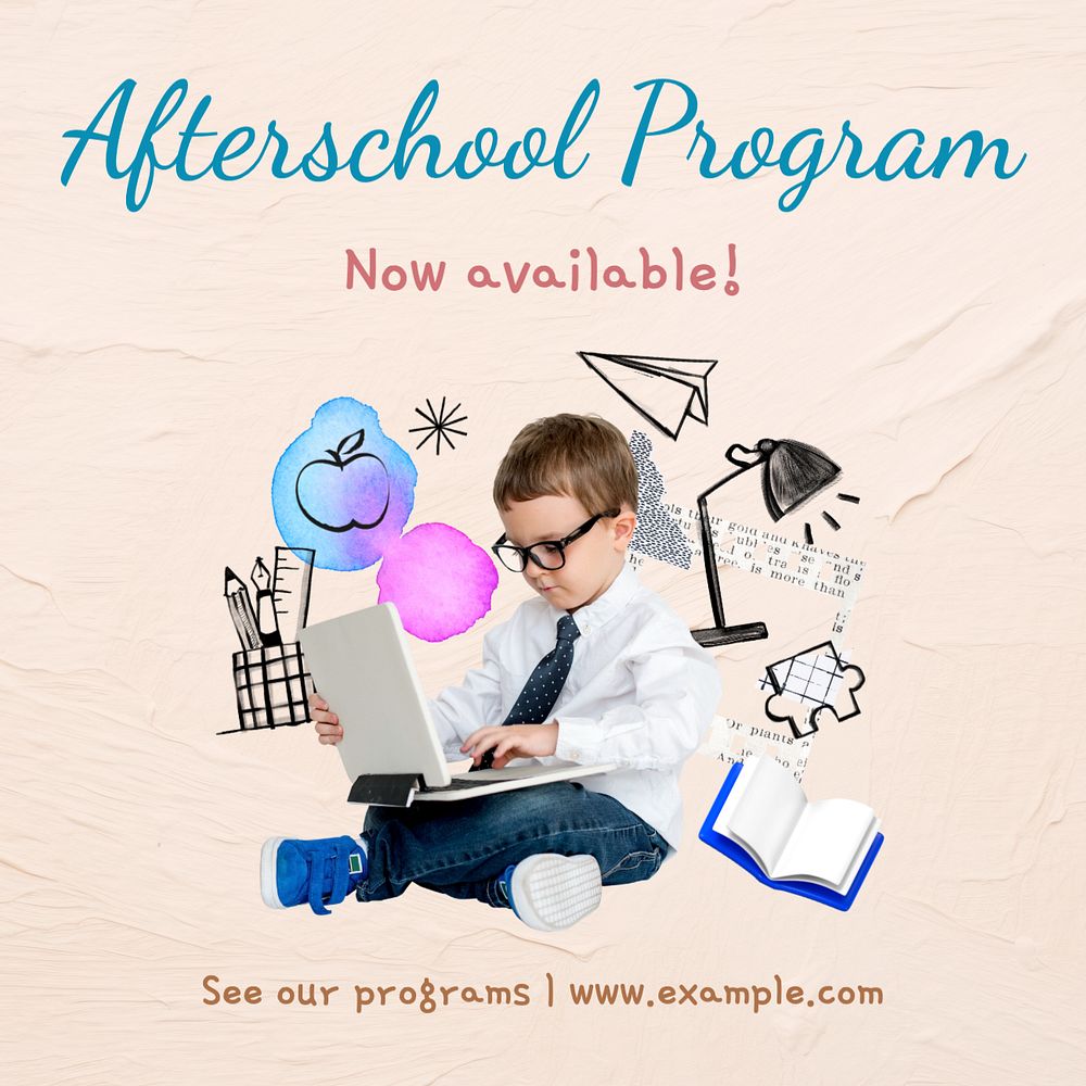 Afterschool program Instagram post template, editable text