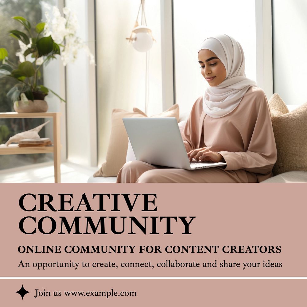 Creative Community Instagram post template, editable text