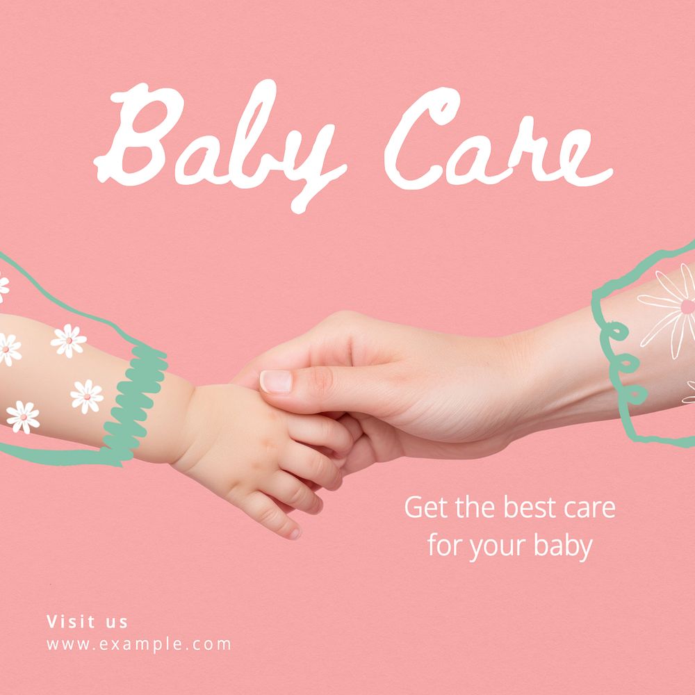 Baby care Instagram post template, editable text