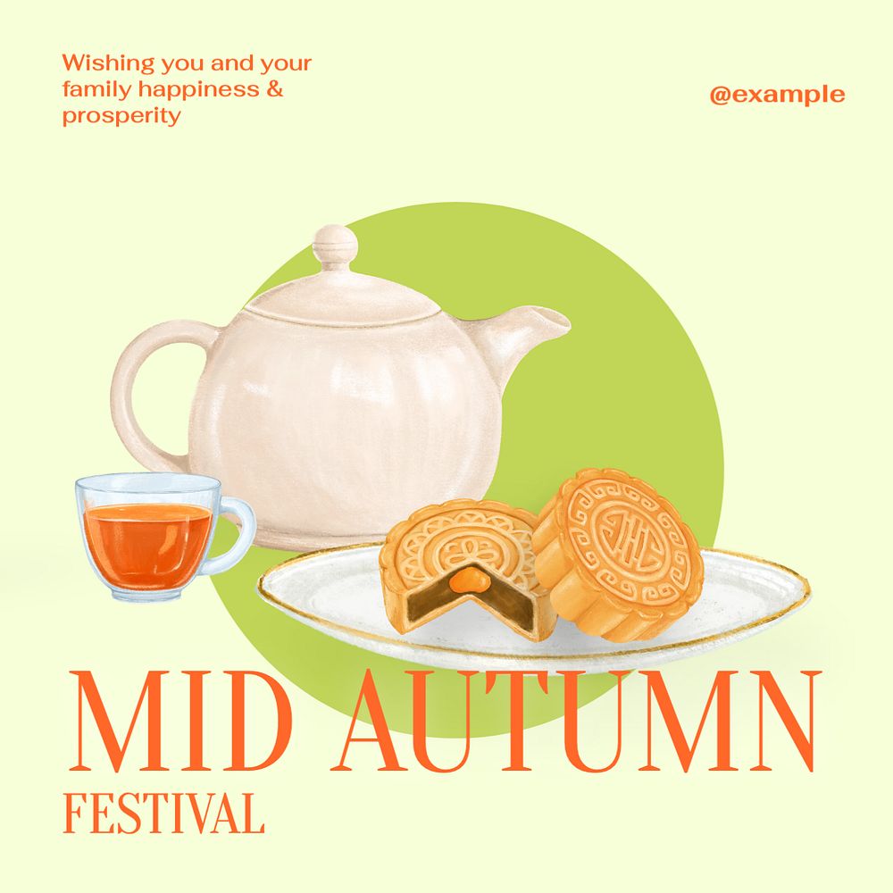 Mid Autumn festival Instagram post template, editable text