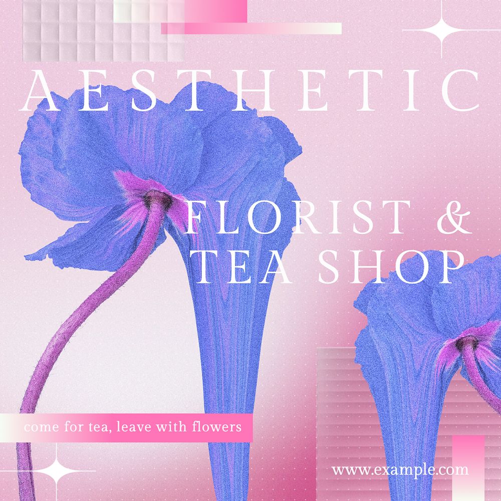 Florist and tea shop Instagram post template, editable text