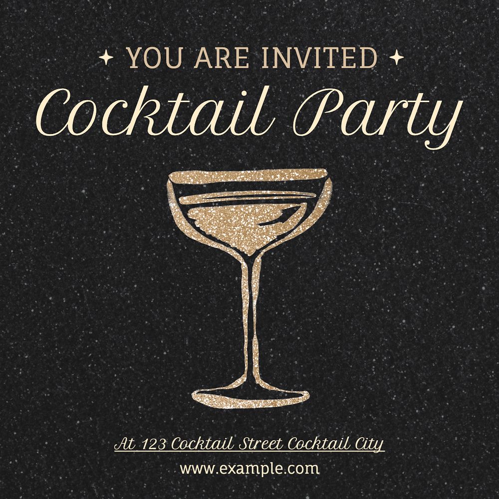 Cocktail party Instagram post template, editable text