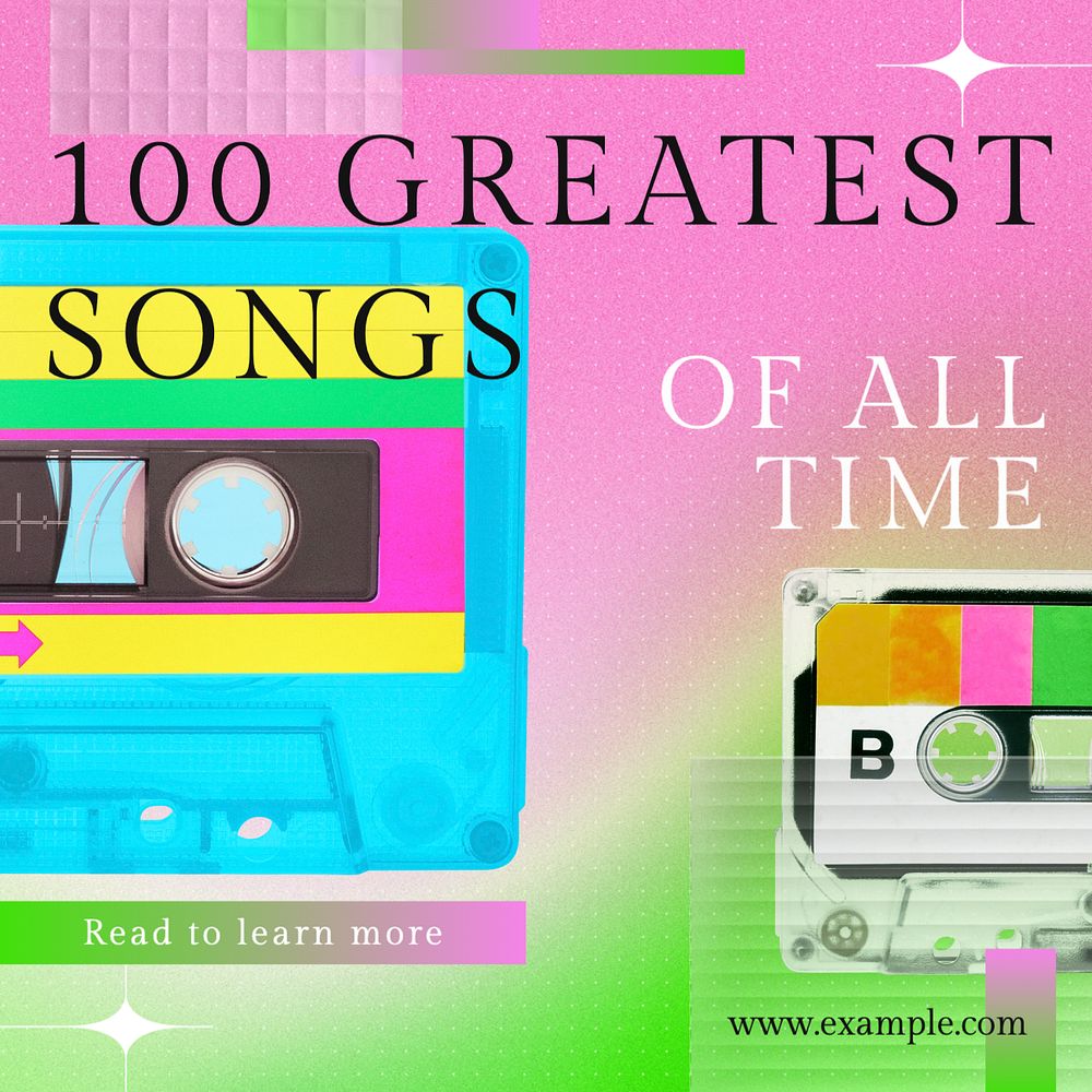 Greatest songs Instagram post template, editable text