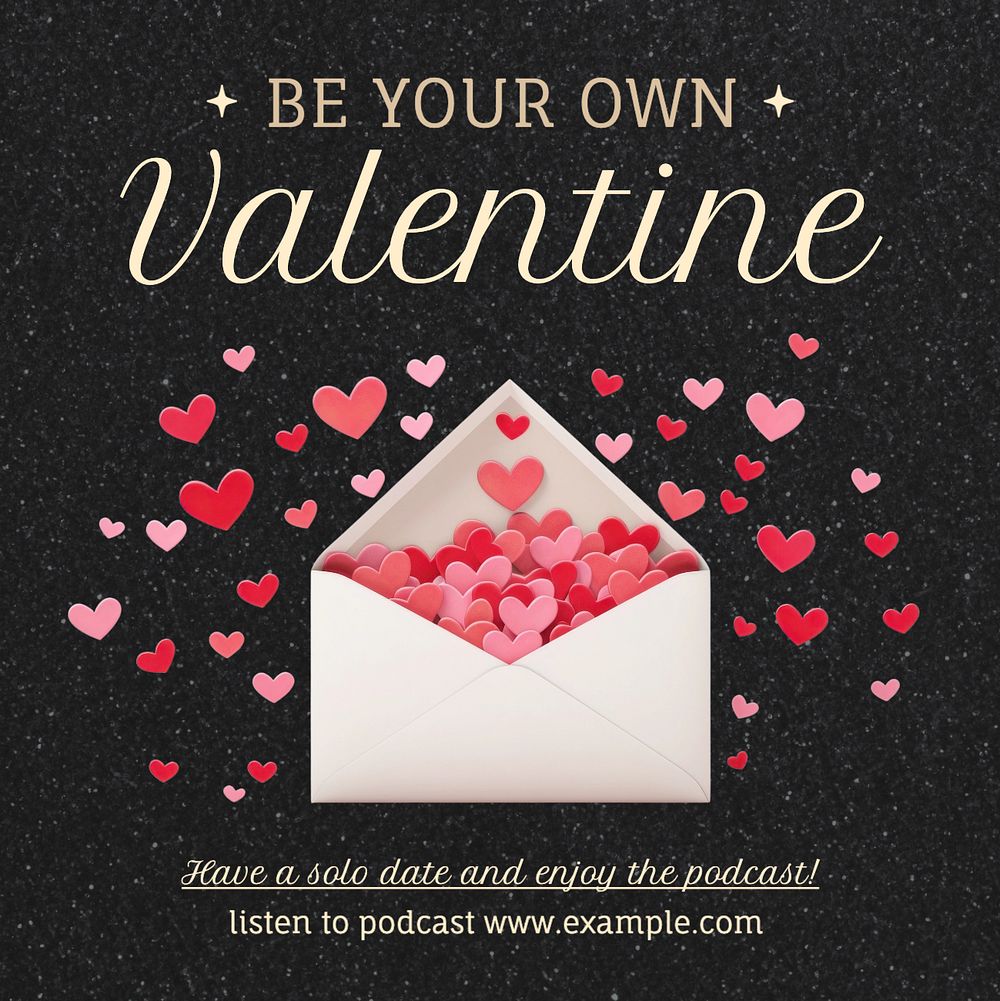 Valentine's podcast Instagram post template, editable text