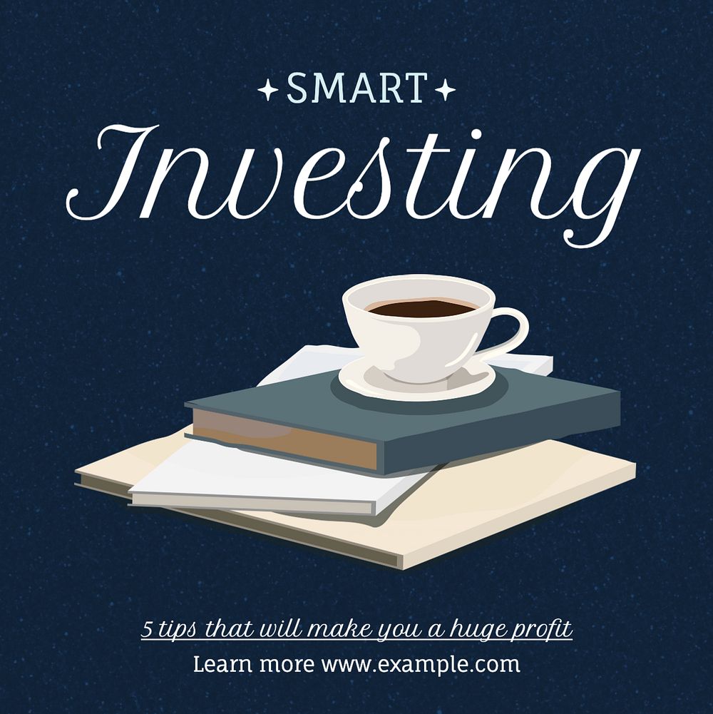 Smart investing Instagram post template, editable text