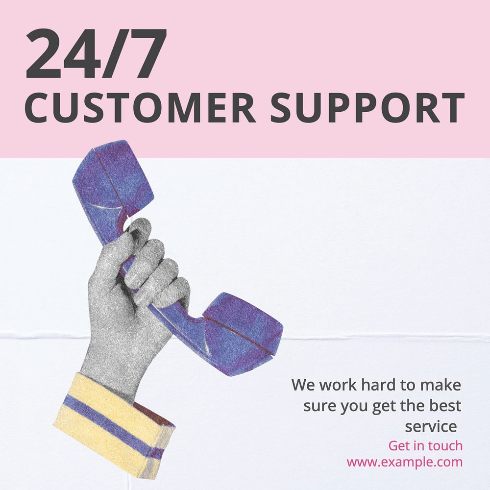 Customer support Instagram post template, editable text