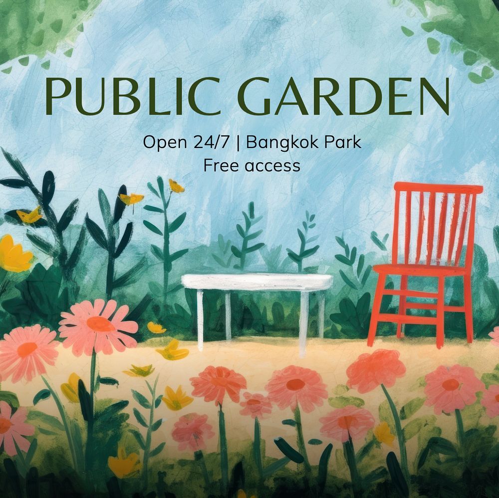 Public garden Instagram post template, editable text