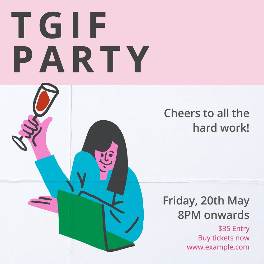 TGIF party Instagram post template, editable text