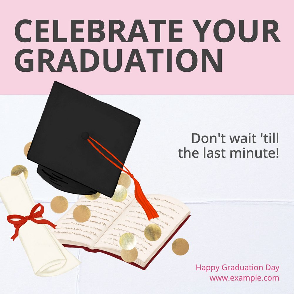 Graduation Instagram post template, editable text