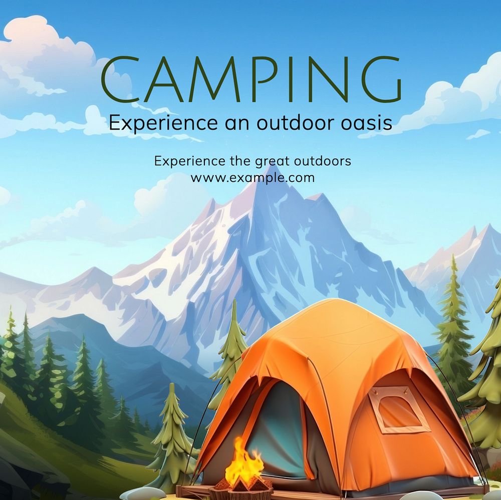 Camping Instagram post template, editable text