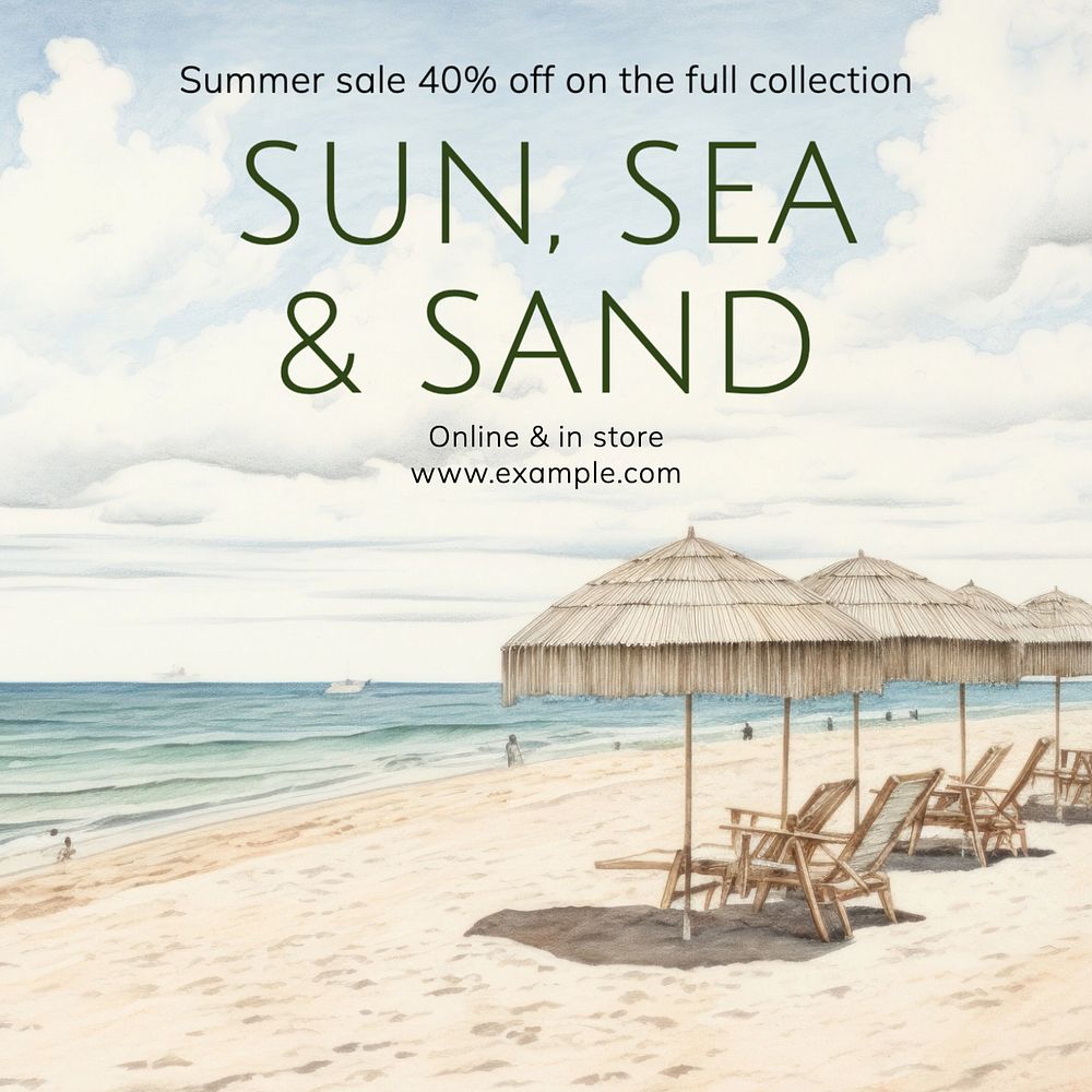 Summer sale Instagram post template, editable text