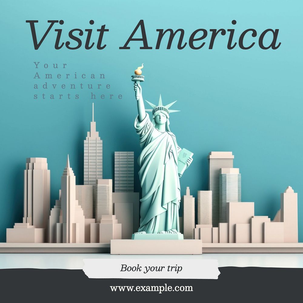 Visit america Instagram post template, editable text