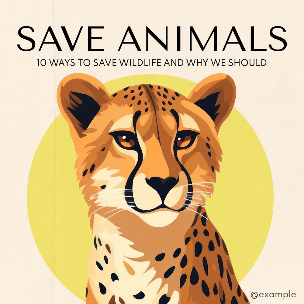 Save animals Instagram post template, editable text