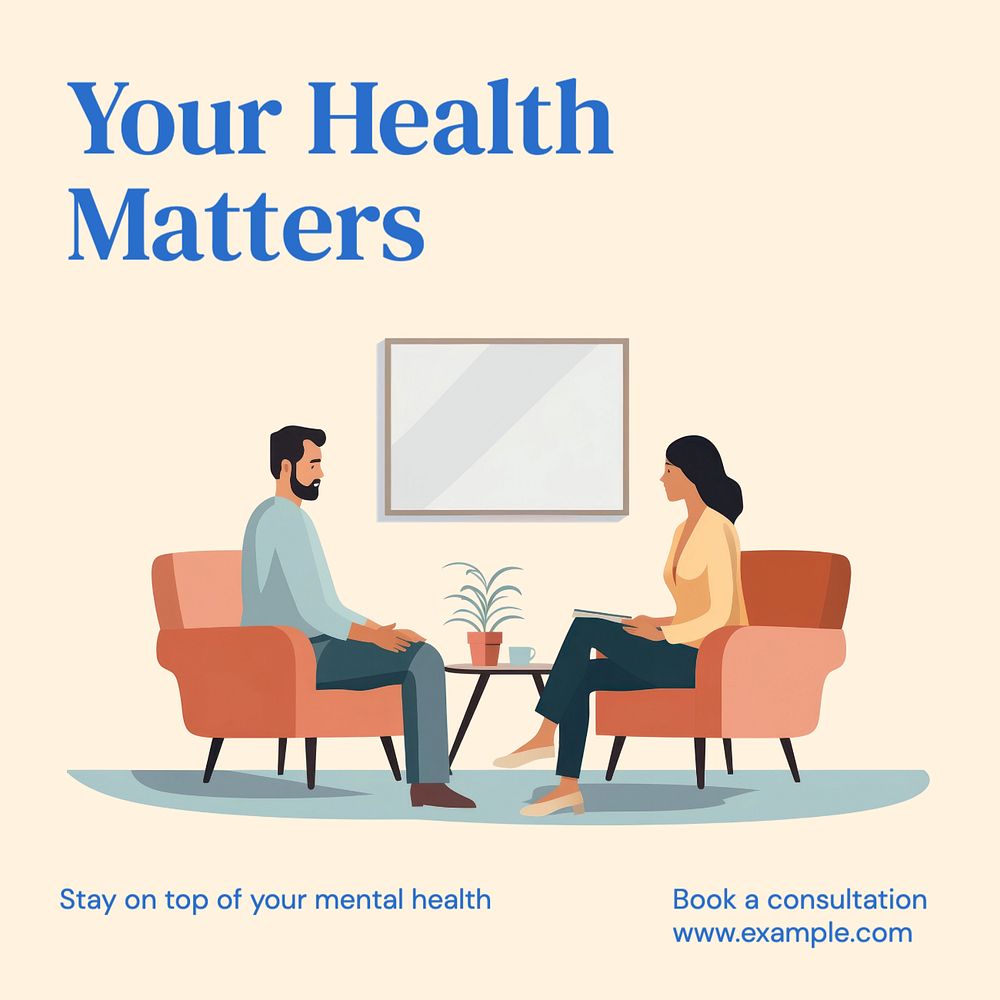 Your health matters Instagram post template, editable text