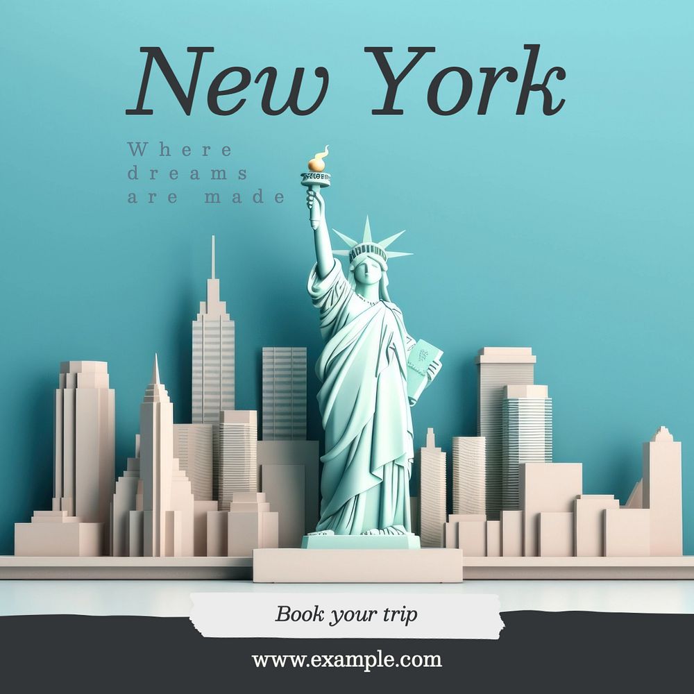 New york Instagram post template, editable text