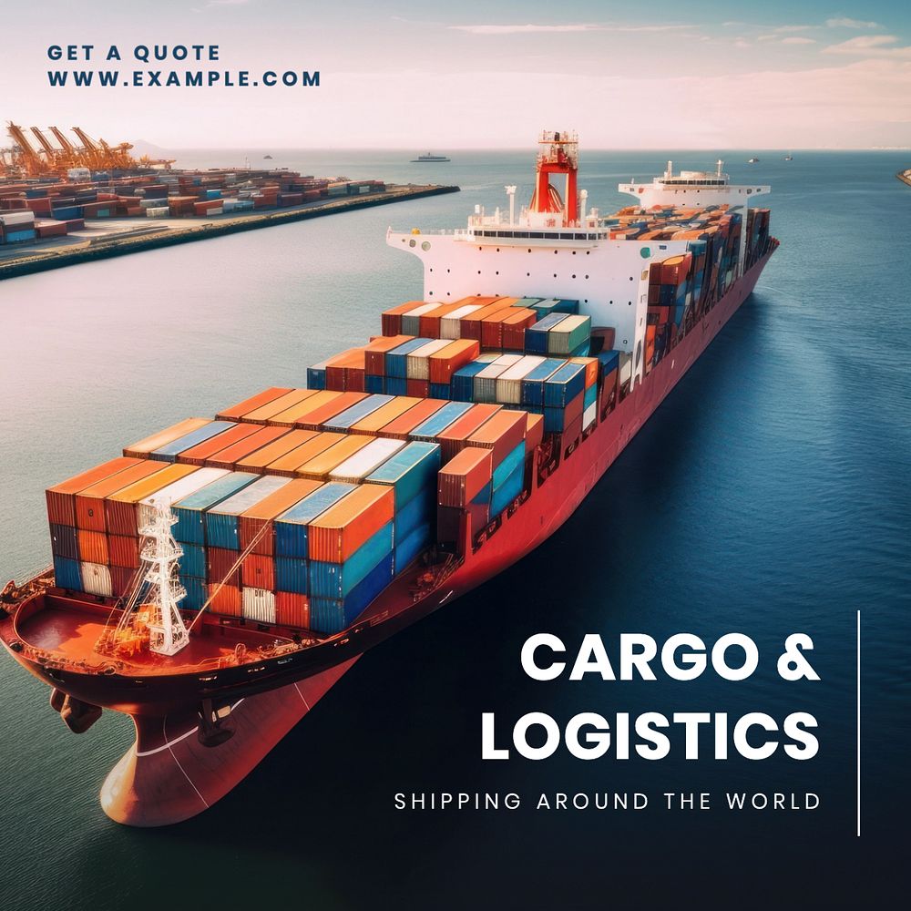 Cargo & logistics Instagram post template, editable text