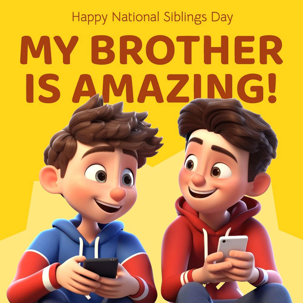 National siblings day Instagram post template, editable text