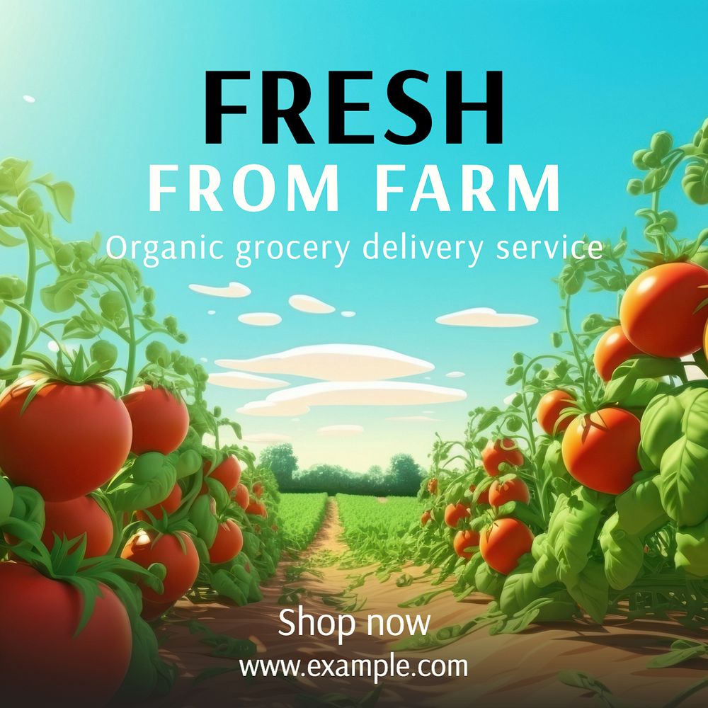 Organic supermarket Instagram post template, editable text