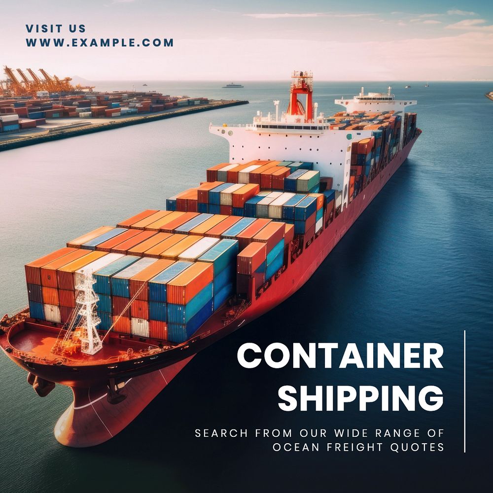 Container shipping Instagram post template, editable text