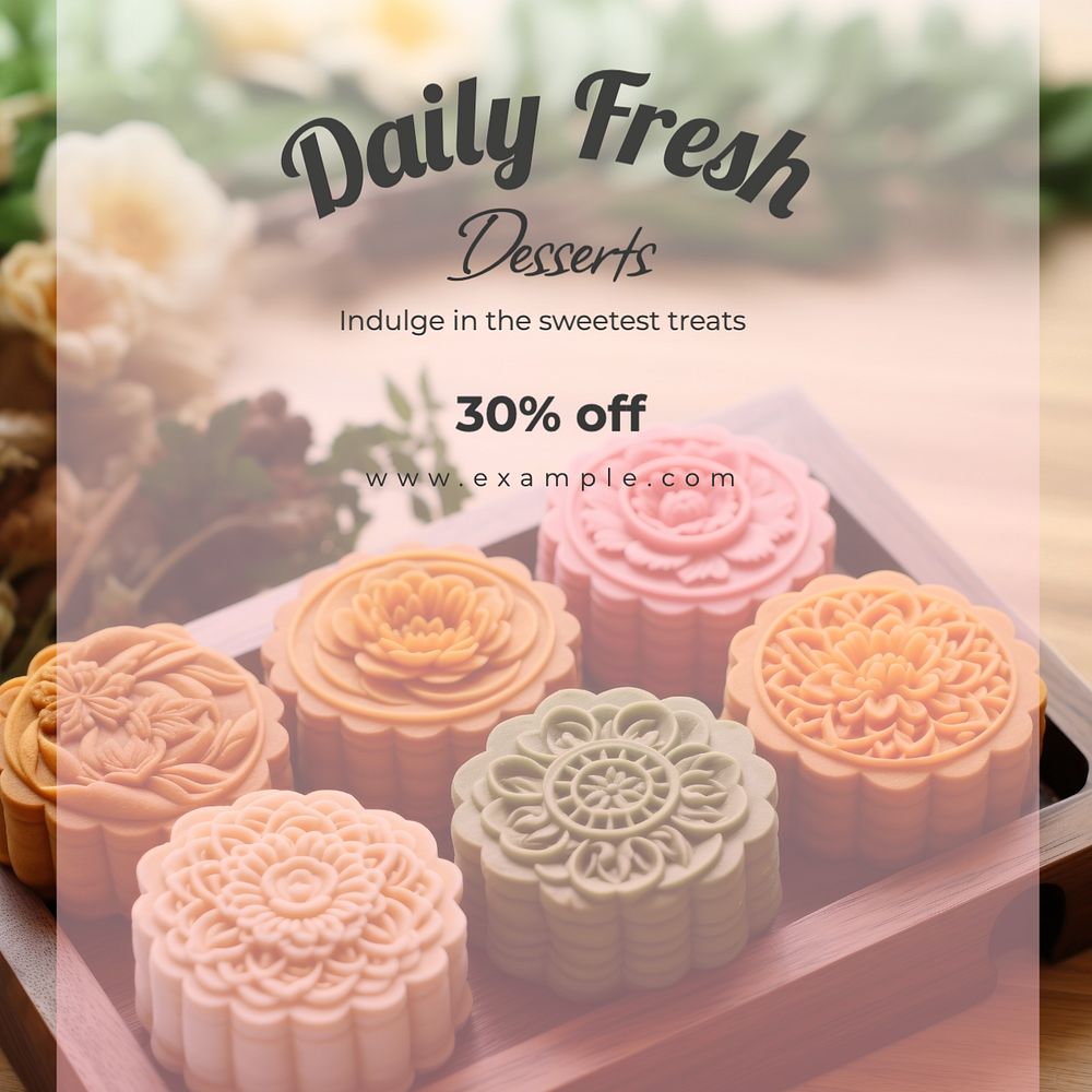 Daily dessert Instagram post template, editable text