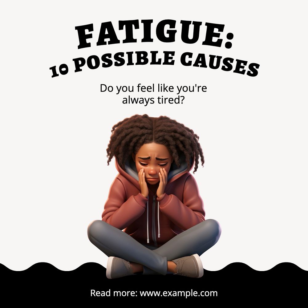 Fatigue Instagram post template, editable text