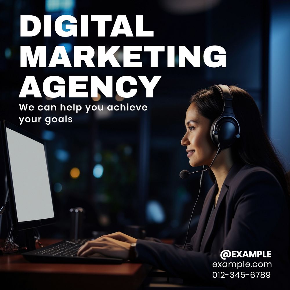 Digital marketing agency Instagram post template, editable text