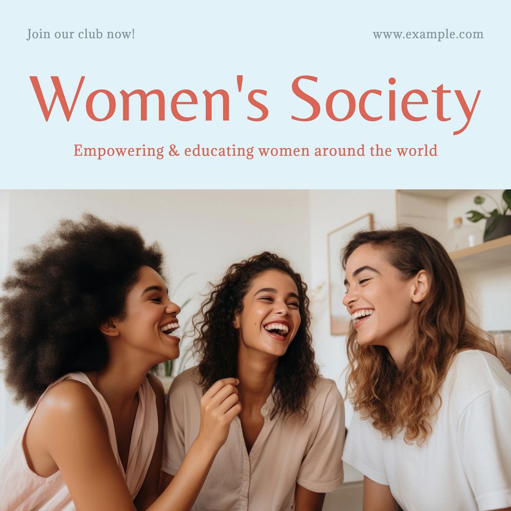 Women's society Instagram post template, editable text