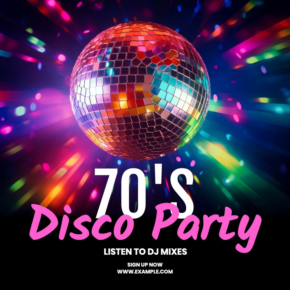 Disco party Instagram post template, editable text