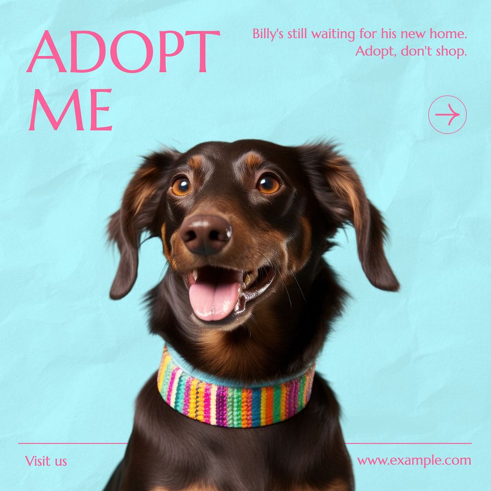 Adopt don't shop Instagram post template, editable text