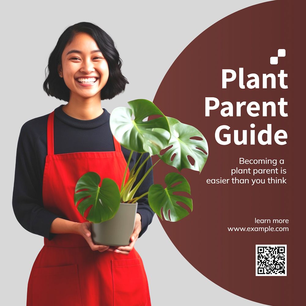 Plant parent guide Instagram post template, editable text