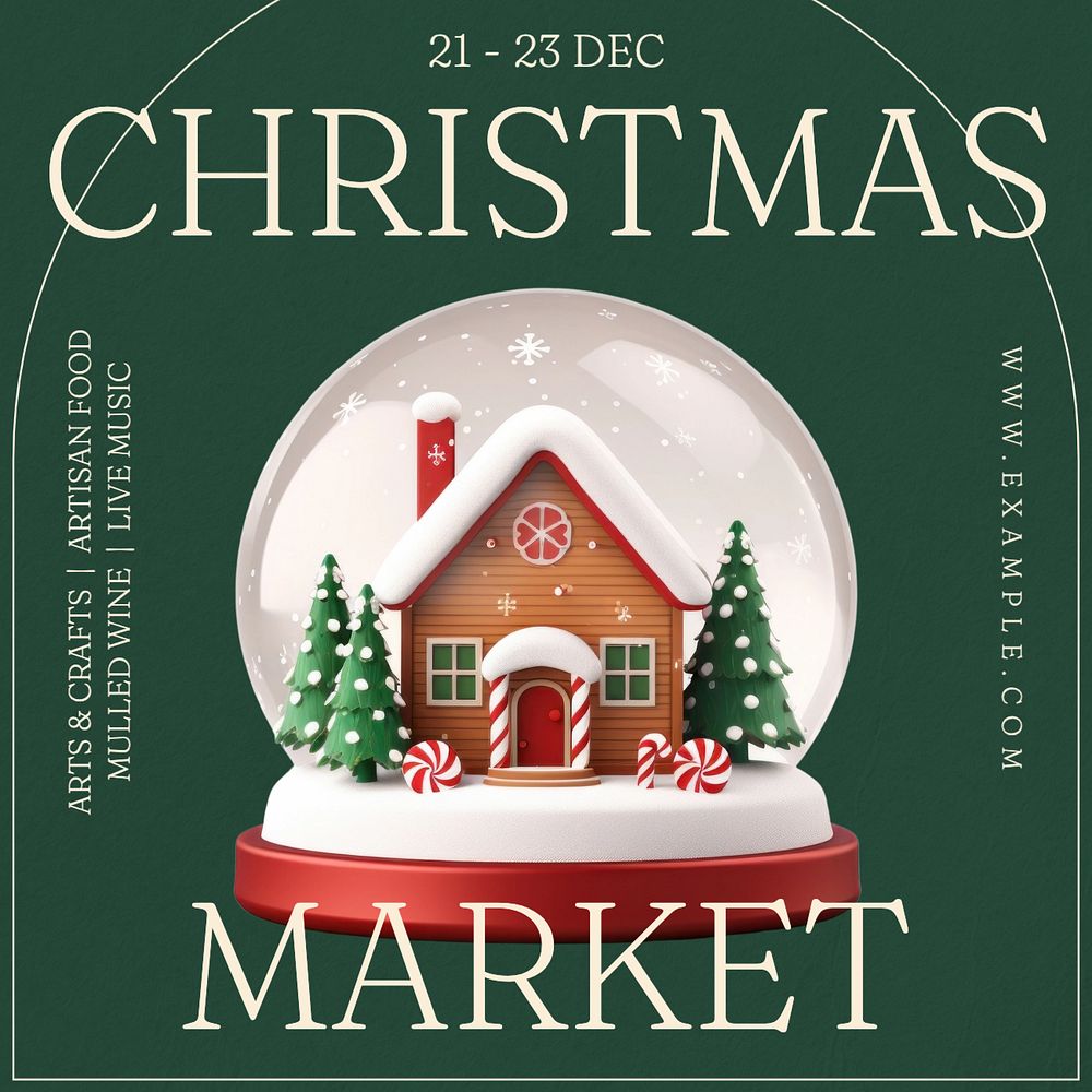 Christmas market Instagram post template, editable text