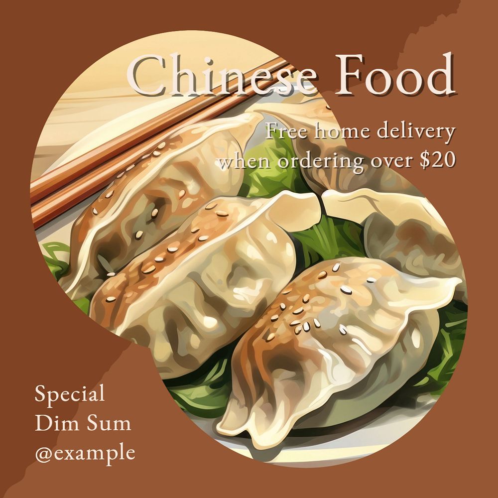 Chinese food Instagram post template, editable text