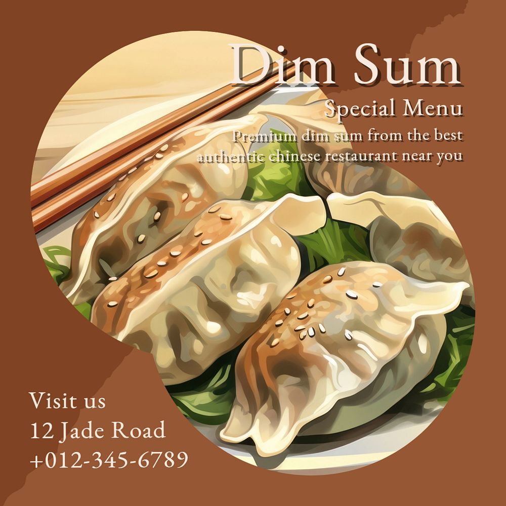 Dim Sum Instagram post template, editable text