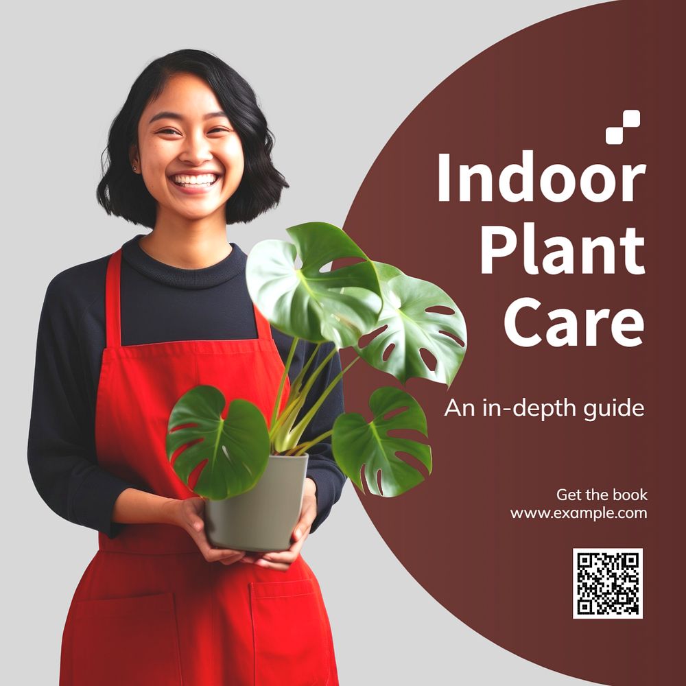 Indoor plant care Instagram post template, editable text