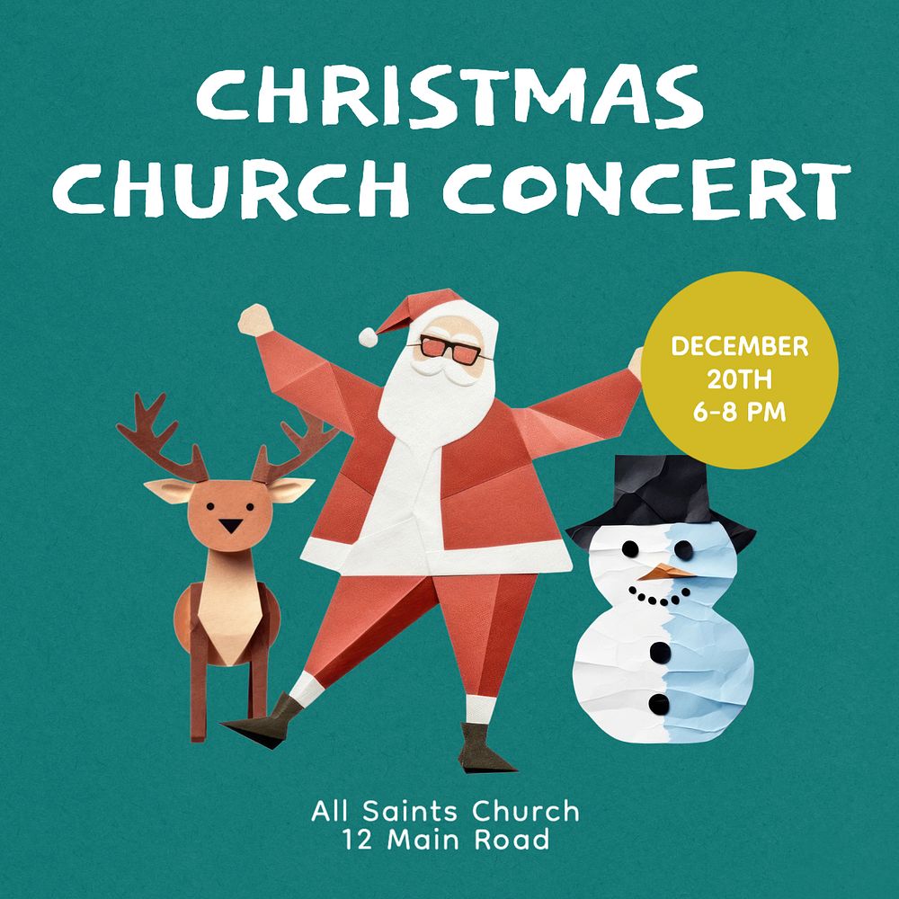 Christmas Church Concert Instagram post template, editable text