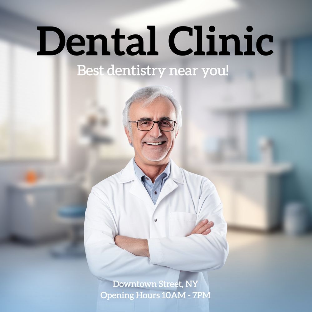 Dental clinic Instagram post template, editable text