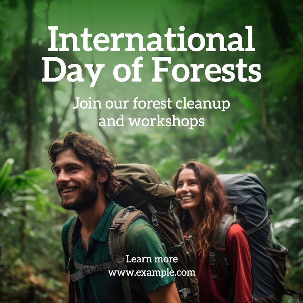 Forest day event Instagram post template, editable text