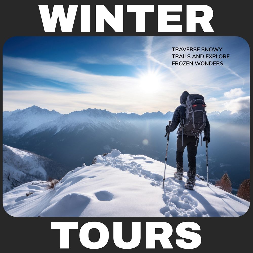 Winter tours Instagram post template, editable text