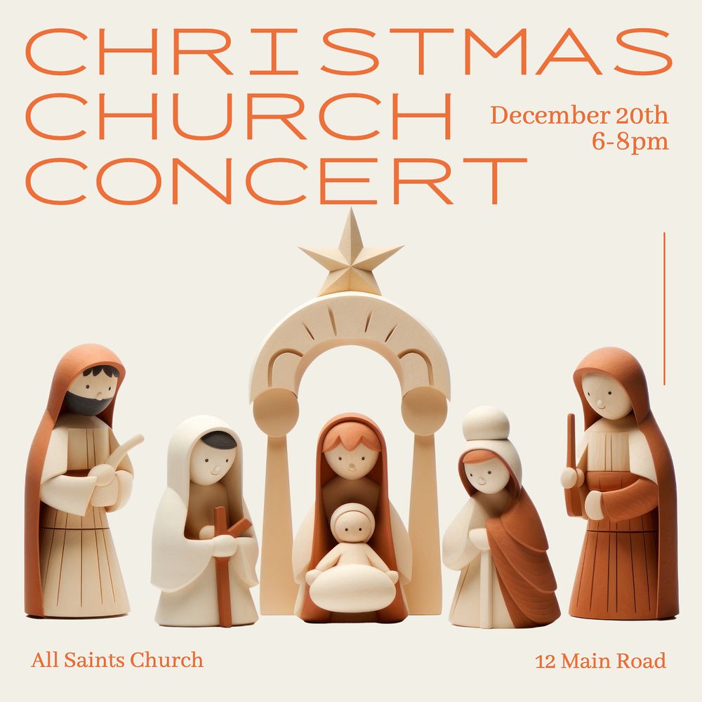 Christmas Church Concert Instagram post template, editable text