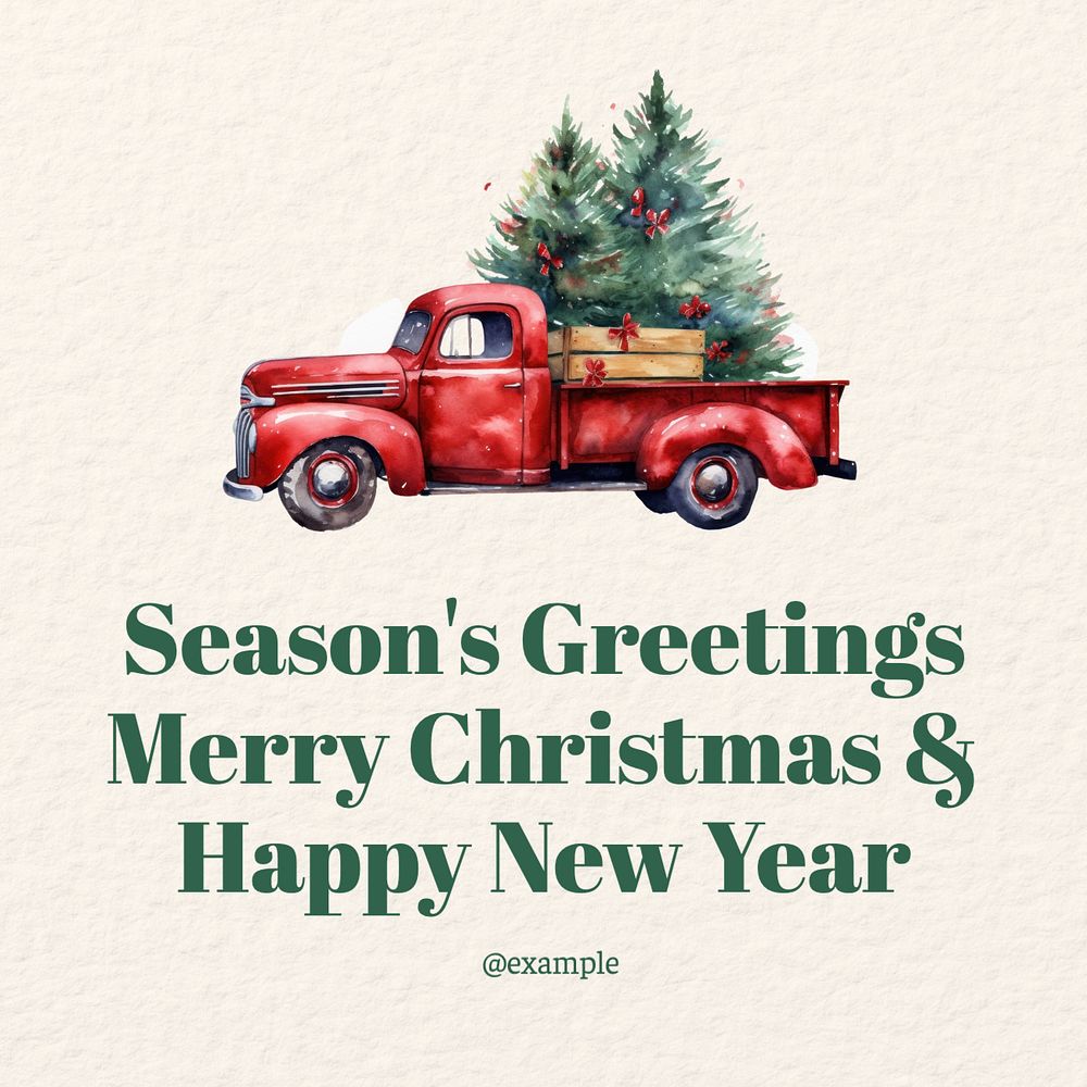 Season's greetings Instagram post template, editable text