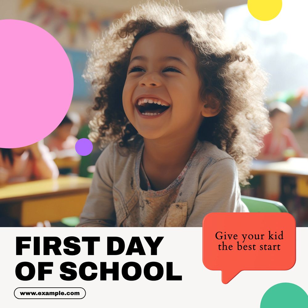 School day Instagram post template, editable text