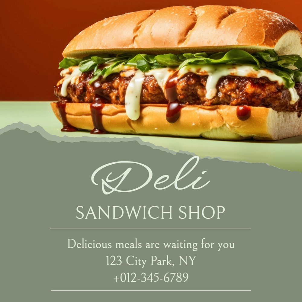 Deli shop Instagram post template, editable text