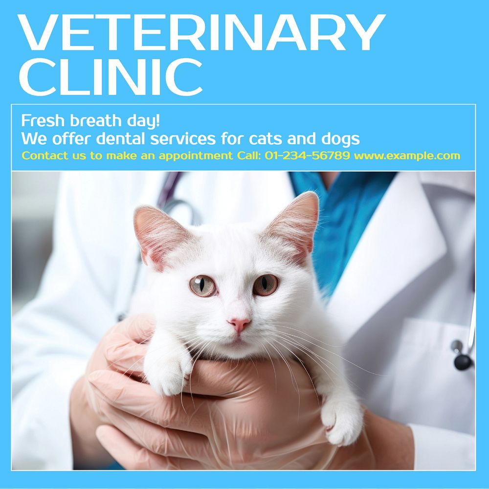 Veterinary clinic Instagram post template, editable text