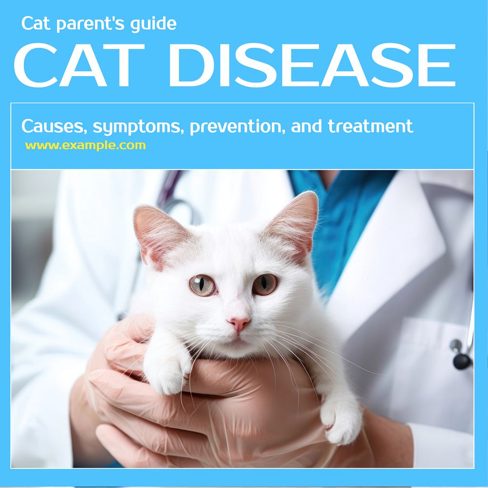 Cat disease Instagram post template, editable text